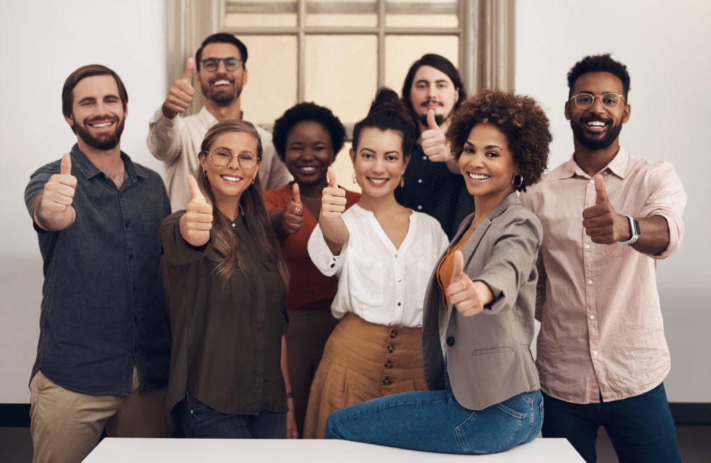 Group of business people, happy and engaged